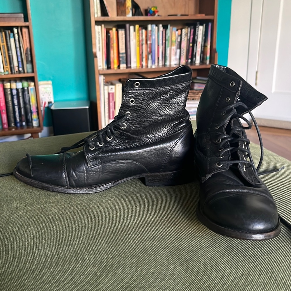 Frye lace up leather boots